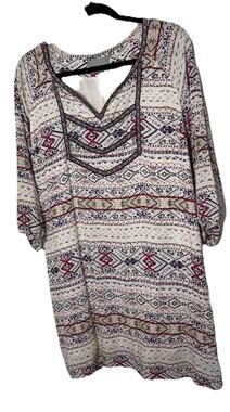 Skies Are Blue Anthropologie Sheath Aztec Print Dress Medium Boho Bohemian Party